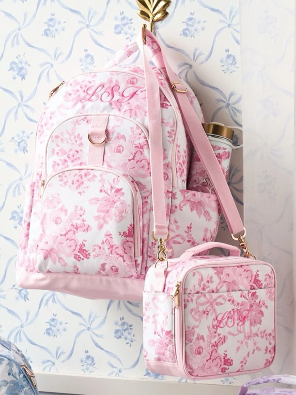 LoveShackFancy Pink Damask Large Backpack & Laptop Case in Floral Pink 💕🌸